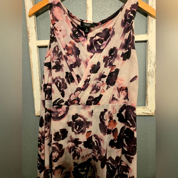 Simply Vera Vera Wang Purple Floral High-Low Midi Dress - Size PL Petite Large - Picture 3 of 5